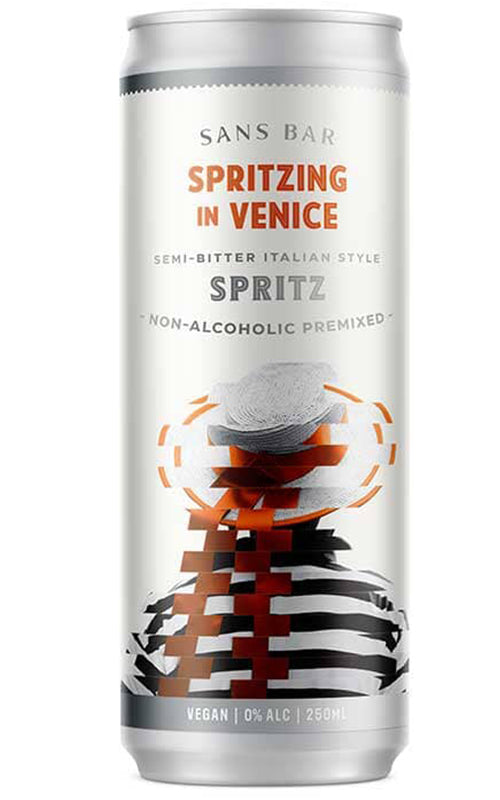 Order Sans Bar Spritzing In Venice Australia Non-Alcoholic Spritz RTD Can 250 ml - 24 Bottles  Online - Just Wines Australia